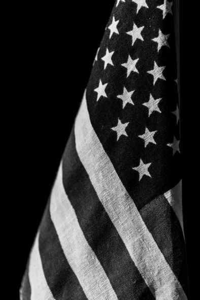 a grayscale of the american flag
